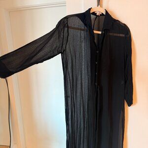 Vintage Surface to Air 90's sheer duster with open slits in the front and sides